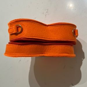 Orange heart bag with zipper and strap